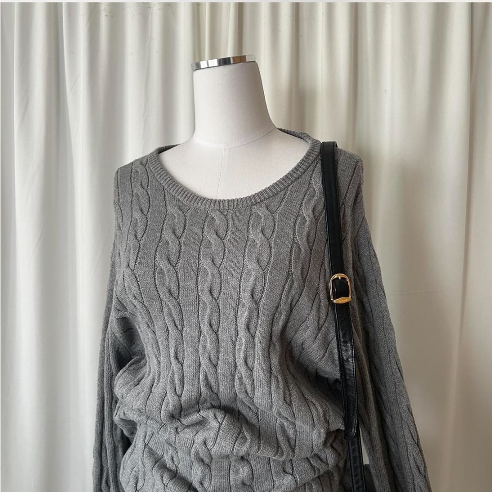 St. John’s Bay Cable knit sweater super soft Grey. - Picture 3 of 8